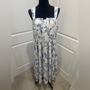 SHEIN Blue and White Sleeveless Sundress